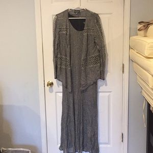 Grey long gown with jacket ( see through sleeve)